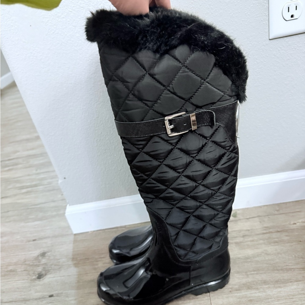 Michael Kors Black Quilted Knee-High Women's Boots - Picture 2 of 4